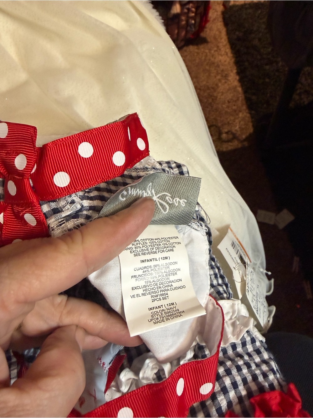 Emily Rose Baby Girl 12M Ladybug Gingham Dress Bloomers Red Bow 3PC NWT - Picture 7 of 12